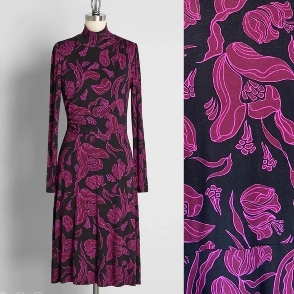 ModCloth Blush of Winter Midi Dress in Floral Print Size Small